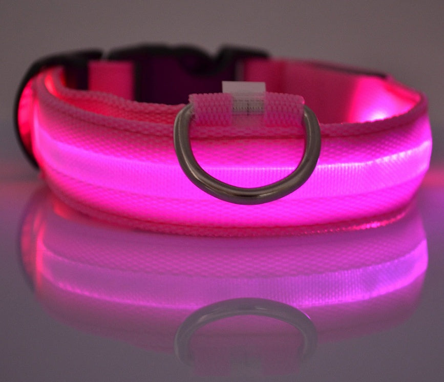 LED Safety Dog Collar-Glow in the Dark, Adjustable & Rechargable