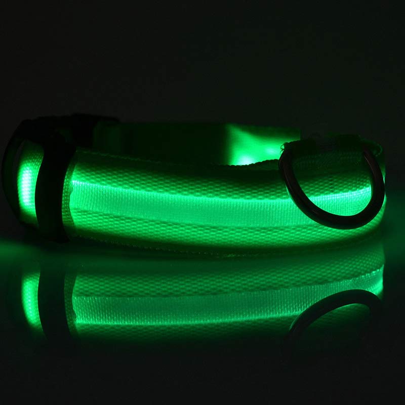 LED Safety Dog Collar-Glow in the Dark, Adjustable & Rechargable