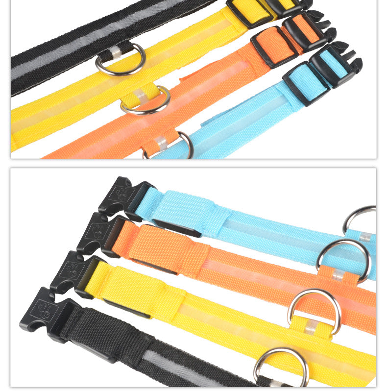 LED Safety Dog Collar-Glow in the Dark, Adjustable & Rechargable